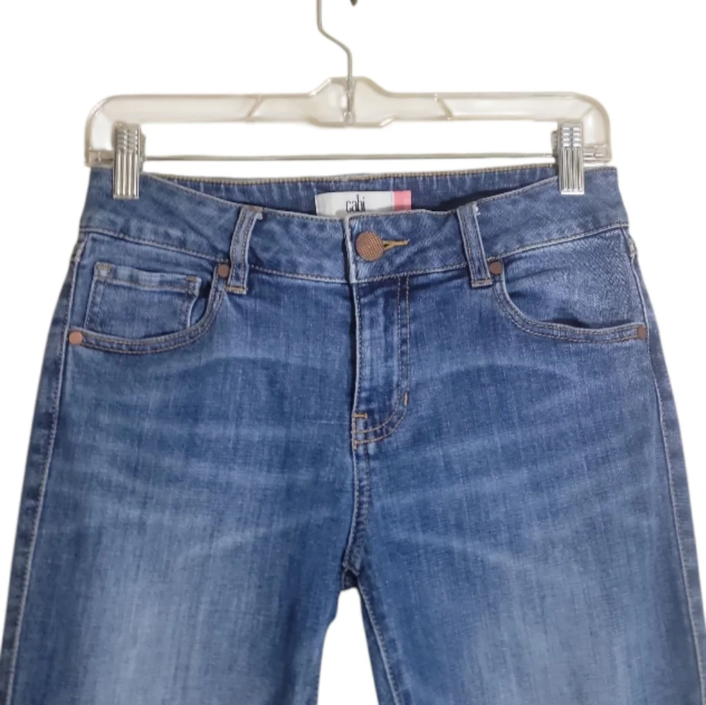 Cabi women's skinny blue low rise distress jeans size 4 - Picture 3 of 11